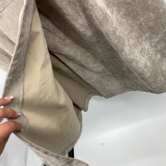 Lulus Benton Light Grey Corduroy Button-Up Sleeveless Mini Dress Deep V Sz Large - Picture 9 of 12